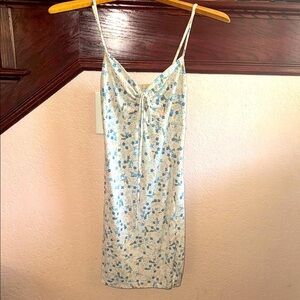 RGA Women’s Size Small Blue Floral Mini Dress Babydoll Mini Ties in Front Casual